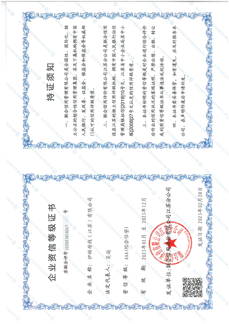 3A企業資信等級證書